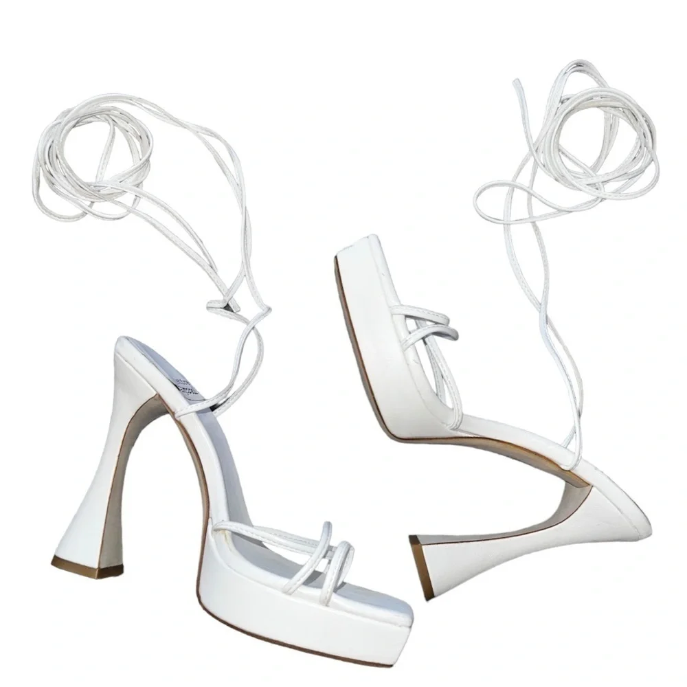 ▶️ Jeffrey Campbell ◀️ Primadonna Wrap Platform Sandal White. 7.